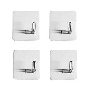 YIXINLYMY 粘着フック 壁 【4個入り】 壁付け 耐荷重10kg 強力粘着 穴開けない 傷つけない 貼り付け跡なし 防水 防湿 錆びない 角型