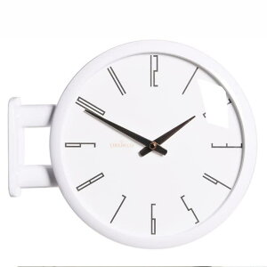 両面電波時計 ダブルフェイス ウォール クロック ブラック ABS樹脂 壁付け 両面 時計 リビング A7(WH)