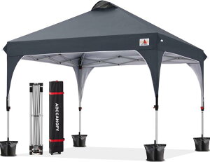 ABCCANOPY タープテント ワンタッチ 3段階調節 ベンチレーション 天井 2m/2.5m/3m アウトドア 簡単 大型 タープ テント キャスターバッグ付き 高耐水圧 遮熱日除け 付属品付き