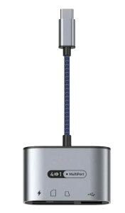 USB C SDJ[h[_[4 in 1 ^CvC PD 60W }[dA_v^ USB 3.0JA_v^of[^]SD/TFJ[h[_[ OTGϊA_v^ ΉMicroSD