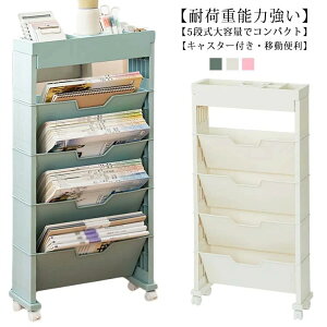 25%キャンペーン実施中!ファイルワゴン 収納ボックス マガジンラック ファイルワゴン 雑誌収納 両面 A4対応 デスク下本棚 ファイル立て デスク下収納 本立て 6段 棚 小物収納 収納 収納棚 文