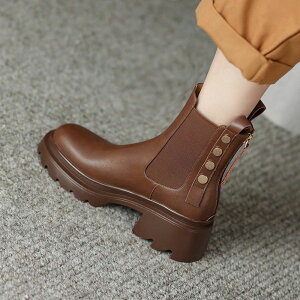 厚底シューズ ヒールパンプス厚底スニーカーシューズブーツ厚底春と秋の新作チェルシーブーツショートブーツ女性厚底ミドルブーツ太とマーティンブーツ ショートブーツ レディース 韓国
