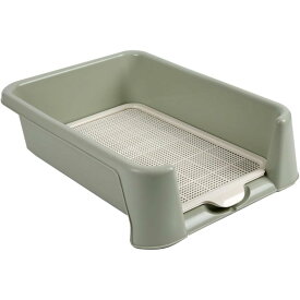 犬 トイレ トイレを覚えやすい囲い付きタイプのペットトイレ 飛び散り防止 滑り止め付き ワイドシー 犬猫用 レギュラー お掃除簡単 ふち漏れ防止 小型犬 中型犬 犬用トイレ (グリーン,S-42*42*15)