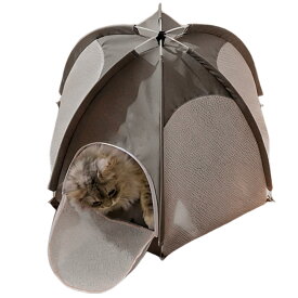 キャットテント 屋外での使用に向けて - 折りたたみ式で通気性の良いメッシュケーブ - キャッキャットテントベッドトテントベッド ジッパー付きドア,アパート・寮・パティオ・バルコニー・ポーチ・自宅・リビング用 などに適した