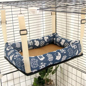 ハンモック猫ペット用品落防止安定した収納便利な通気性四季に対応可能全体的に洗浄可能日常的な省スペース休憩所 (:直径37,ブルー(スクエア型))