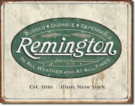 ブリキ看板 レミントン ウエザードロゴ | Remington ブリキカンバン ティンサイン サインボード インテリア TINサイン アメリカン雑貨 銃器メーカー 通販 通信販売