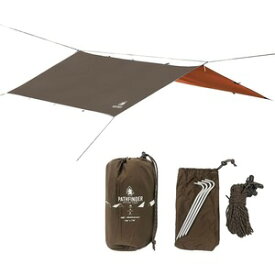 Pathfinder ナイロンタープ 約2.3×2.3m 70D防水ナイロン 収納袋 ペグ付き [ アースブラウン ] パスファインダー 日除け キャンプ アウトドア 雨よけ テント サバイバル デイキャンプ シェルター 小型テント