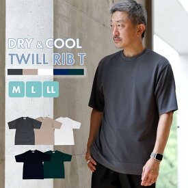 Tシャツ メンズ 半袖 速乾 冷感 夏 ティーシャツ シンプル リブ ツイル 無地 M/L/LL ホワイト ネイビー ベージュ チャコール グリーン 白 紺 青 灰 緑 シームレス 送料無料 あす楽 父の日 誕生日 還暦 敬老の日 ギフト プレゼント ラッピング対応 30代 40代 50代 60代 70代