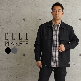 ドリズラージャケット メンズ 春 薄手 羽織り ELLE PLANETE ブランド エルプラネット ライトアウター アウター ジャケット ジップアップ セットアップ 可能 ハリントン ワンポイント フレンチカジュアル キレイめ カジュアル ブラック/グレー M/L/LL