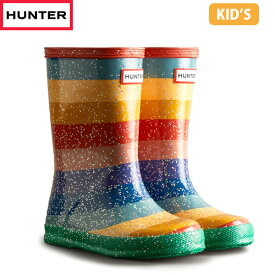 国内正規品 ハンター HUNTER レインブーツ 長靴 キッズ 子供用 防水 通園 通学 KFT5084RGT MBI Kids First Glitter Rainbow Wellington Boots HURKFT5084RGTMBI