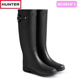 国内正規品 ハンター HUNTER レディース レインブーツ 長靴 防水 雨 雪 通勤 通学 WFT2299RMA BLK ブラック 黒 レディース リファインド アイレットバックル トールブーツ HURWFT2299RMABLK