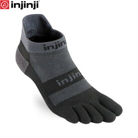 injinji インジンジ ラン ミッドウェイト ノーショウ ブラック／グレー 五本指ソックス 靴下 アウトドア ランニング 203110 INJ203110BKG