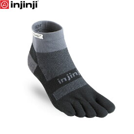 injinji インジンジ ラン ミッドウェイト ミニクルー ブラック／グレー 五本指ソックス 靴下 アウトドア ランニング 203230 INJ203230BKG