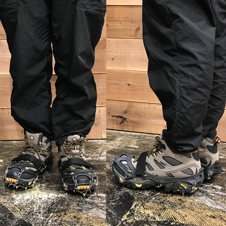 楽天市場 アイゼン 19本爪 専用収納袋 靴底用 23 31cm対応 かんじき 雪 滑り止め チェーン式 ステンレス スパイク 転倒防止 登山 雪山 スノー トレッキング クイックフィット 簡単装着 ブラック オレンジ アウトドアのリテイラー Kan Retailer リテイラー