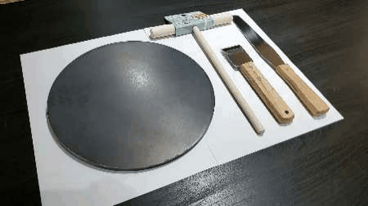 金属ブラシ磨き！直径33cm 9mm極厚鉄板！＋スパチュラ大トンボ 収納袋セット 金属ブラシ磨き！直径33cm 9mm極厚鉄板！＋スパチュラ大トンボ