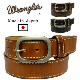 Wrangler(ラングラー)ヴィンテージ オイルド加工 レザーベルト ステッチ使い 日本製 WR4027
