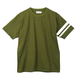 桃太郎ジーンズ 出陣 袖ライン 半袖 Tシャツ 日本製 半T メンズ 袖プリント 半袖Tシャツ 送料無料 MT002