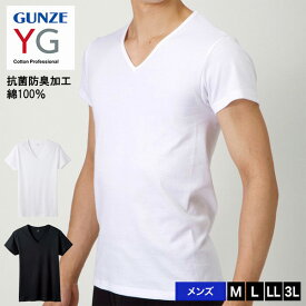 GUNZE グンゼ YG ワイジー YV0015V Vネック 半袖Tシャツ 綿100％ 無地 コットン 抗菌防臭 ビジネス アンダーウェア 下着 インナー パンツ 肌着 メンズ インナーシャツ