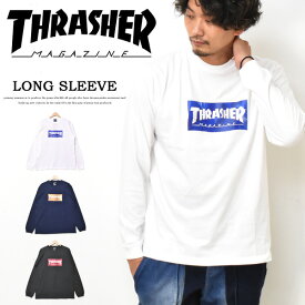 SALE セール THRASHER スラッシャー ボックスロゴプリント 長袖 Tシャツ ロゴTシャツ TH93317 長T ロンT カットソー メンズ レディース ユニセックス 長袖Tシャツ 送料無料