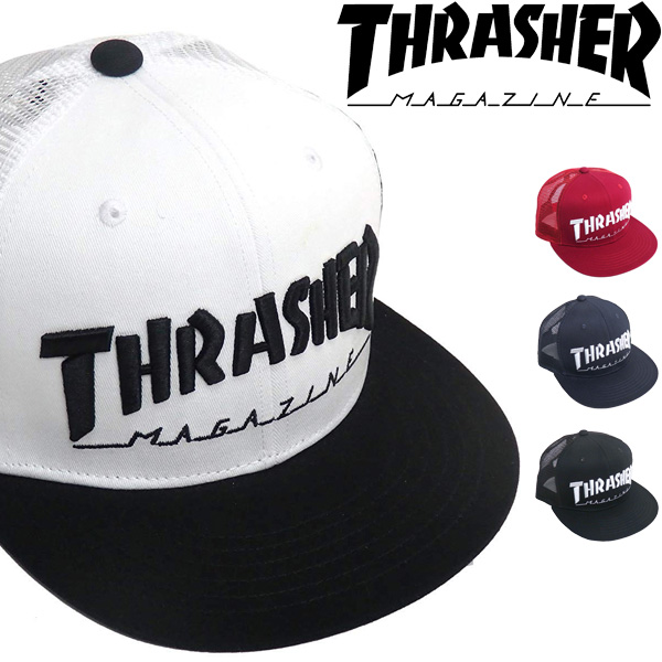 Thrasher 正規取扱販売店 メーカー直売 スラッシャー メッシュキャップ 帽子 19th C21 平ツバ ロゴ