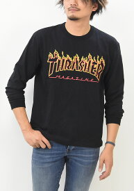 SALE セール THRASHER スラッシャー フレイムロゴプリント 長袖 Tシャツ TH93214US ロゴTシャツ ロンT カットソー メンズ レディース ユニセックス 長T ファイヤー 長袖Tシャツ 送料無料