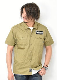 SALE セール THRASHER スラッシャー ワッペン付き 半袖 ワークシャツ TH5179 メンズ レディース ユニセックス 半袖シャツ ワッペンシャツ 送料無料