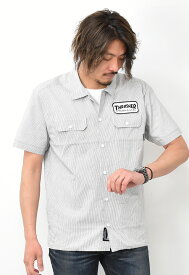 SALE セール THRASHER スラッシャー ワッペン付き 半袖 ワークシャツ TH5179 メンズ レディース ユニセックス 半袖シャツ ワッペンシャツ 送料無料