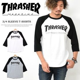 THRASHER スラッシャー マグロゴプリント 7分袖 Tシャツ TH82011 ロゴTシャツ カットソー ラグランスリーブ メンズ レディース ユニセックス 送料無料