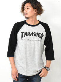 THRASHER スラッシャー マグロゴプリント 7分袖 Tシャツ TH82011 ロゴTシャツ カットソー ラグランスリーブ メンズ レディース ユニセックス 送料無料
