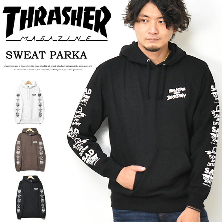 楽天市場】THRASHER スラッシャー 袖プリント スウェットパーカー プル 