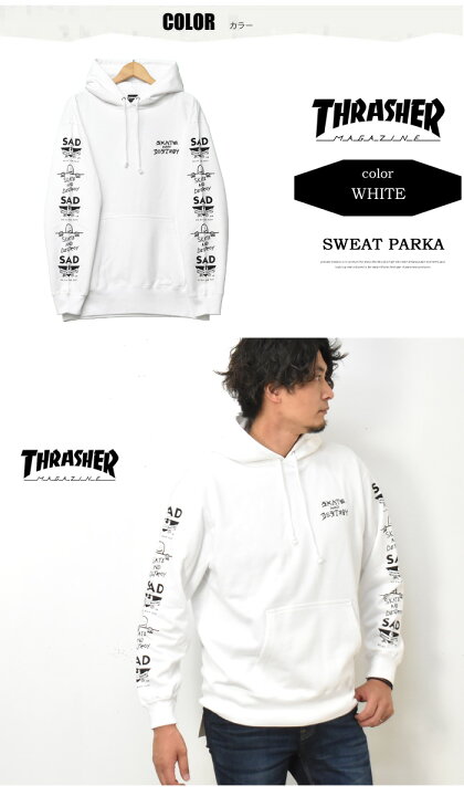 楽天市場】THRASHER スラッシャー 袖プリント スウェットパーカー プル 