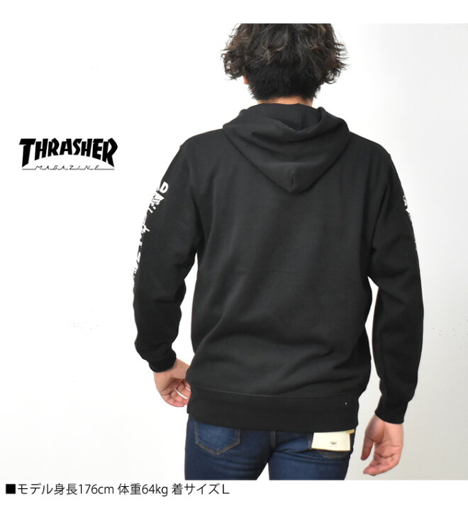 楽天市場】THRASHER スラッシャー 袖プリント スウェットパーカー プル 