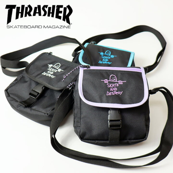 楽天市場 Thrasher スラッシャー フラップ ミニショルダーバッグ マークゴンザレス ショルダーポーチ 鞄 カバン かばん 斜め掛け メンズ 小さめ 小さい Thr 250 Rex One レックスワン