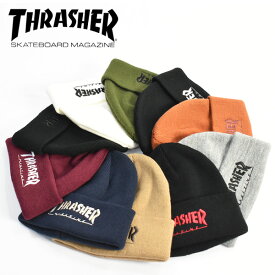 THRASHER スラッシャー ロゴ刺繍 ダブルビーニー ニットキャップ ニット帽 帽子 ダブルワッチ THR-N01 メンズ レディース ユニセックス