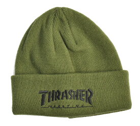 THRASHER スラッシャー ロゴ刺繍 ダブルビーニー ニットキャップ ニット帽 帽子 ダブルワッチ THR-N01 メンズ レディース ユニセックス