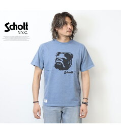Schott ショット ヘザーTシャツ ブルドッグ 半T 半袖Tシャツ メンズ 送料無料 782-4134008