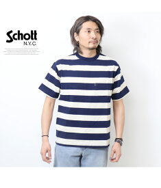 Schott ショット ワイドボーダー 胸ポケット 半袖Tシャツ 半T メンズ 送料無料 3123140 782-3934016