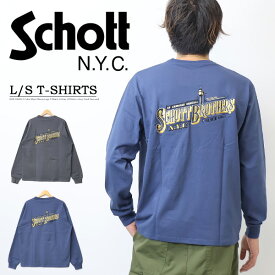 Schott ショット バーバーロゴ刺繍 長袖Tシャツ ロンT 長T メンズ 送料無料 782-3230013
