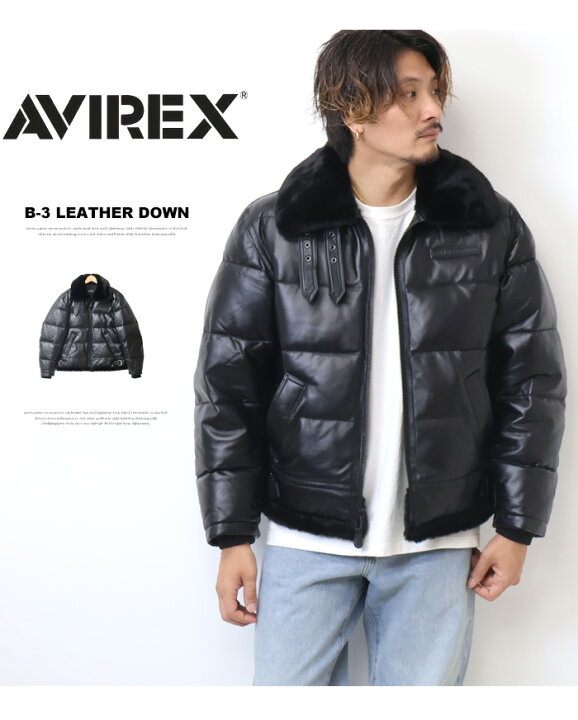 楽天市場】AVIREX アヴィレックス レザー ダウンジャケット B-3 レザー  