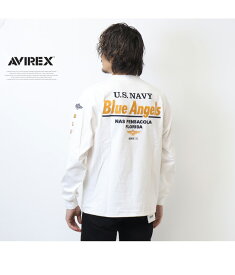 AVIREX アヴィレックス 刺繍 長袖Tシャツ THE BLUE ANGELS プリント メンズ ロンT 長T アビレックス 送料無料 783-4130010