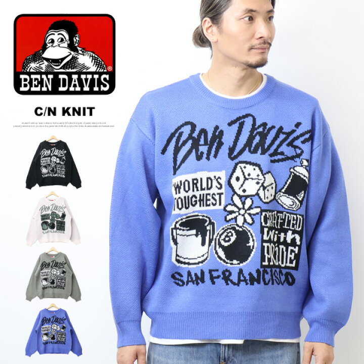 楽天市場】BEN DAVIS ベンデイビス タギングロゴ クルーネックニット 