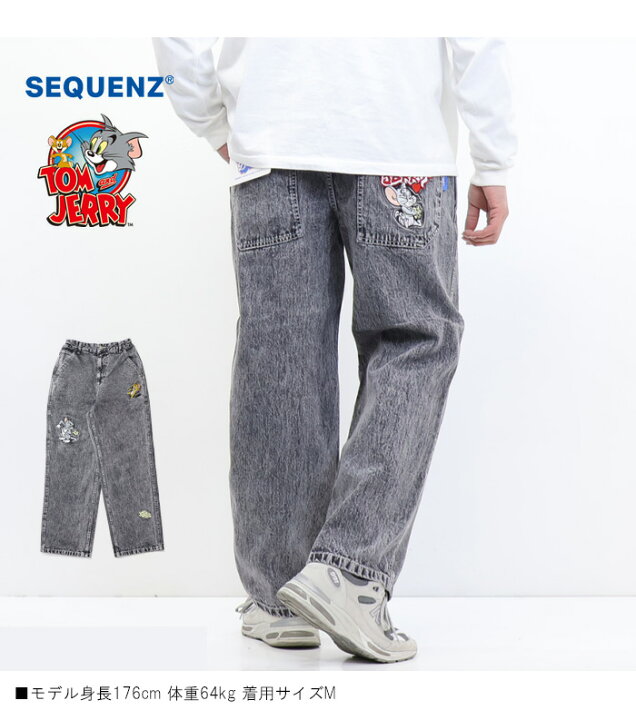 楽天市場】SEQUENZ トムとジェリー チェイス ルーズデニムパンツ 