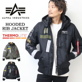 SALE セール 2023秋冬新作 大きいサイズ TA1674 ALPHA INDUSTRIES アルファ インダストリーズ パッチド フーデッド リブジャケット アウター メンズ 秋冬用 ブルゾン 中綿ジャケット 送料無料