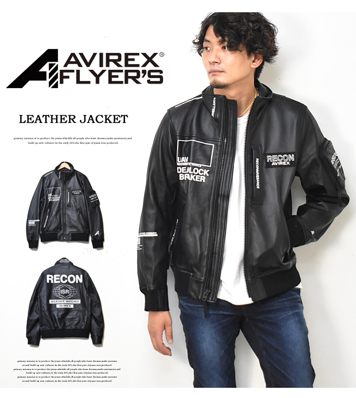 AVIREX FLYER'S アヴィレックス シングル ライダース レザージャケット RECON 革ジャン メンズ ライダースジャケット  ライトアウター アビレックス ブルゾン 送料無料 6111052 | REX ONE レックスワン