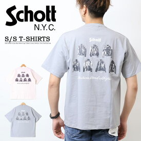 Schott ショット ロゴ刺繍 バックプリント 半袖 Tシャツ 半T 782-3134035 スタンダードレザー ロゴTシャツ 半袖Tシャツ メンズ 送料無料