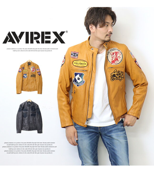 楽天市場】AVIREX アヴィレックス パッチド ライダースジャケット  