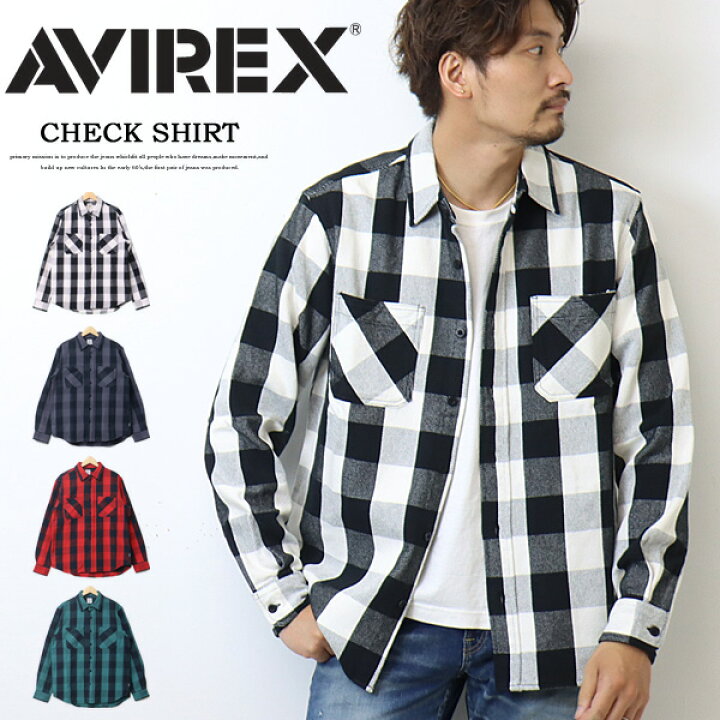 楽天市場】AVIREX アヴィレックス 長袖 ブロックチェック ワークシャツ 