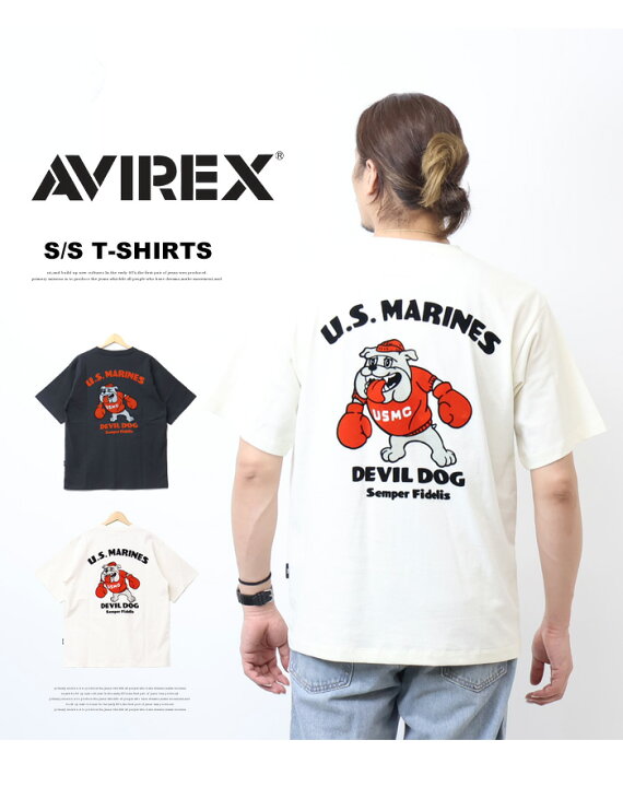 楽天市場】AVIREX アヴィレックス USMC ブルドッグ プリント 半袖T 