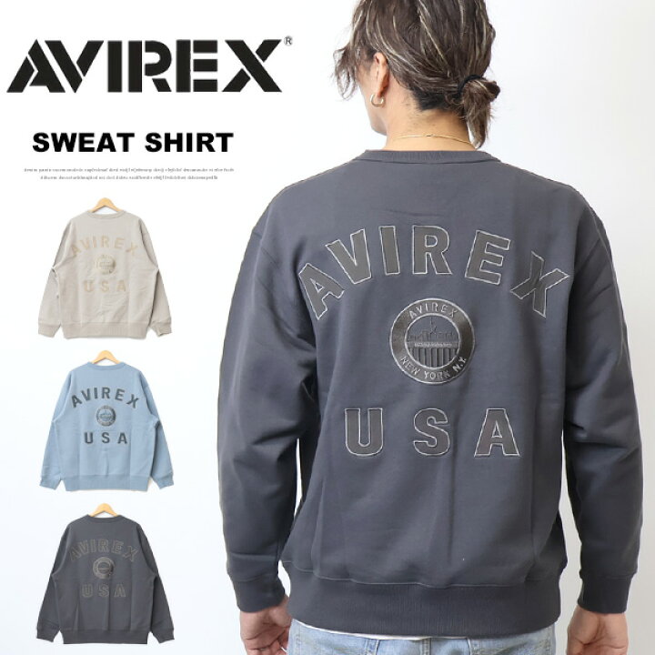 楽天市場】AVIREX アヴィレックス 同色刺繍 バーシティロゴ クルー 