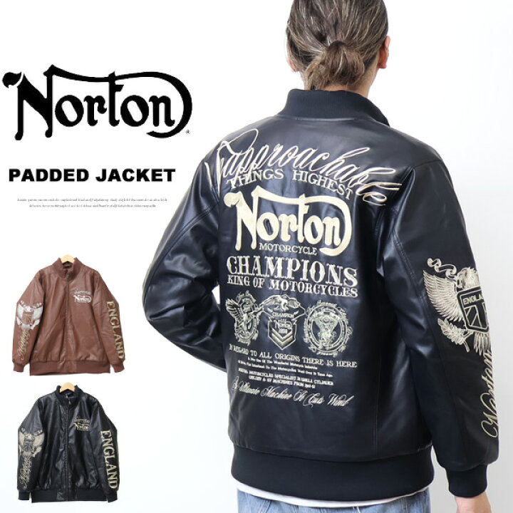 楽天市場】Norton ノートン MAX刺繍デザイン 衿スタンドリブ PU中綿 